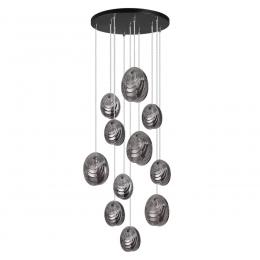 Odeon light 5038/11 MODERN ODL24 295 черный/дымчатый/металл/стекло Люстра каскадная G9 11*40W MUSSELS  купить